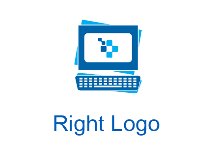 pixel in monitor and keyboard IT logo