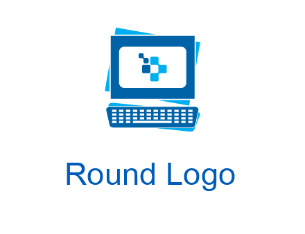 pixel in monitor and keyboard IT logo