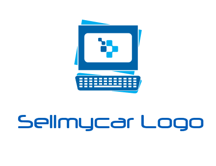pixel in monitor and keyboard IT logo