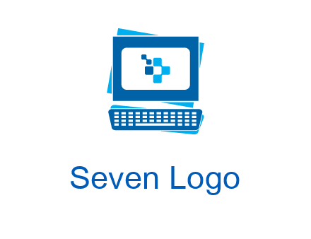 pixel in monitor and keyboard IT logo