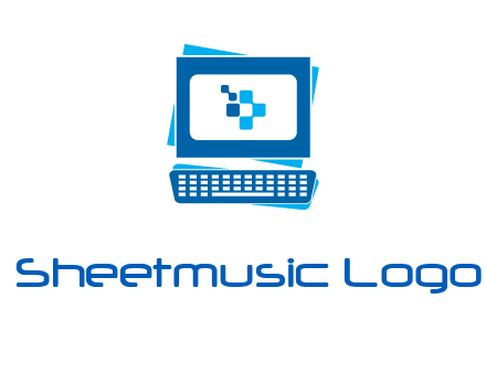 pixel in monitor and keyboard IT logo