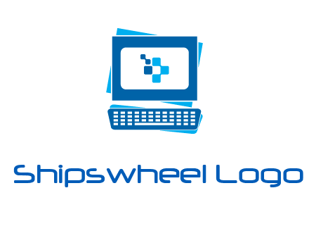 pixel in monitor and keyboard IT logo