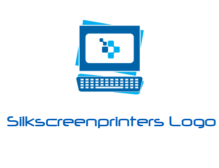 pixel in monitor and keyboard IT logo