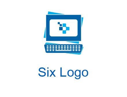 pixel in monitor and keyboard IT logo