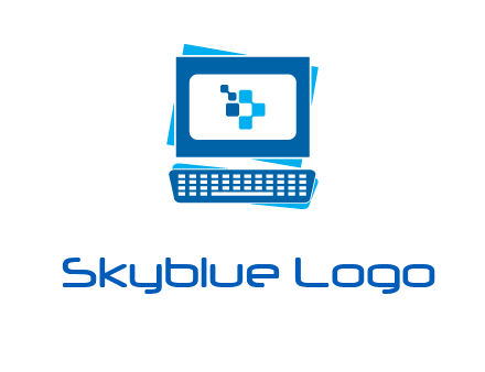 pixel in monitor and keyboard IT logo