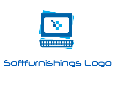 pixel in monitor and keyboard IT logo