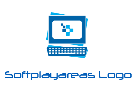 pixel in monitor and keyboard IT logo