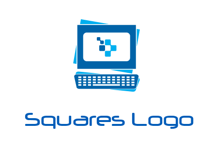 pixel in monitor and keyboard IT logo