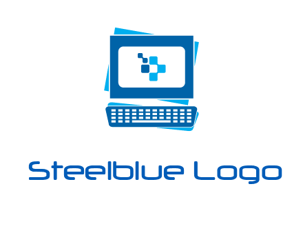 pixel in monitor and keyboard IT logo