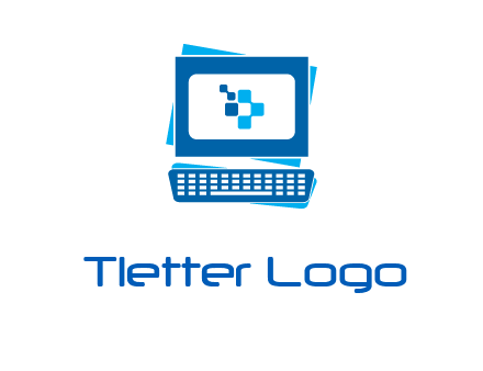 pixel in monitor and keyboard IT logo