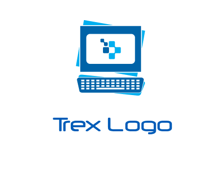 pixel in monitor and keyboard IT logo