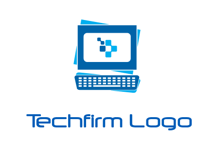 pixel in monitor and keyboard IT logo
