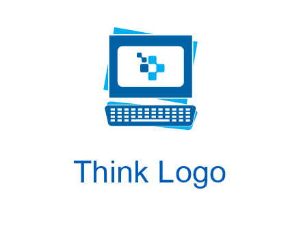 pixel in monitor and keyboard IT logo