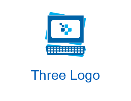 pixel in monitor and keyboard IT logo