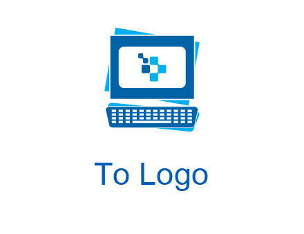 pixel in monitor and keyboard IT logo