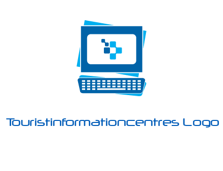 pixel in monitor and keyboard IT logo