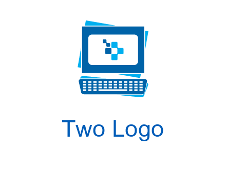 pixel in monitor and keyboard IT logo
