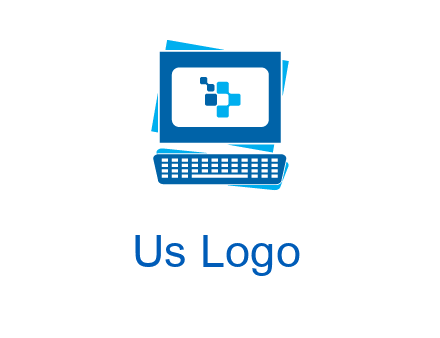 pixel in monitor and keyboard IT logo