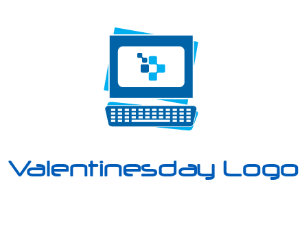 pixel in monitor and keyboard IT logo