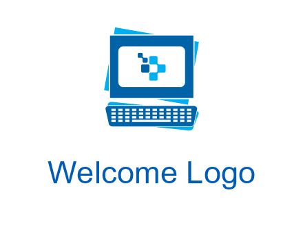 pixel in monitor and keyboard IT logo