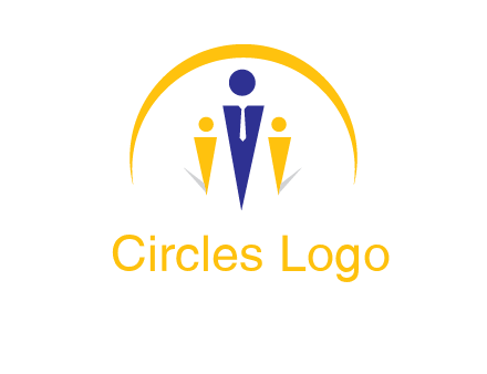 semi-circle over triangle swoosh people icon