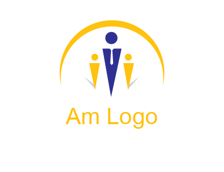 semi-circle over triangle swoosh people icon