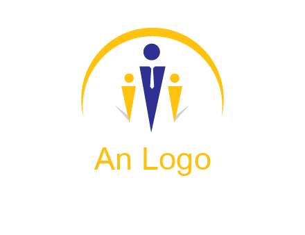 semi-circle over triangle swoosh people icon