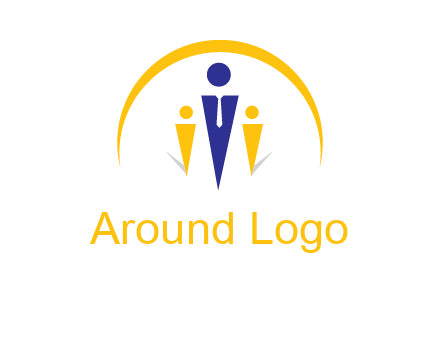 semi-circle over triangle swoosh people icon