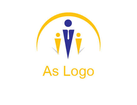semi-circle over triangle swoosh people icon