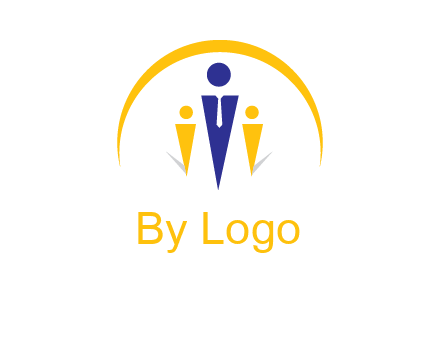 semi-circle over triangle swoosh people icon