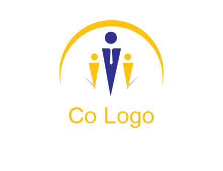 semi-circle over triangle swoosh people icon