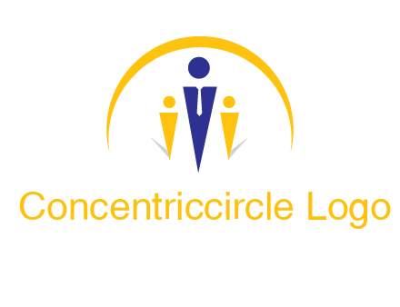 semi-circle over triangle swoosh people icon