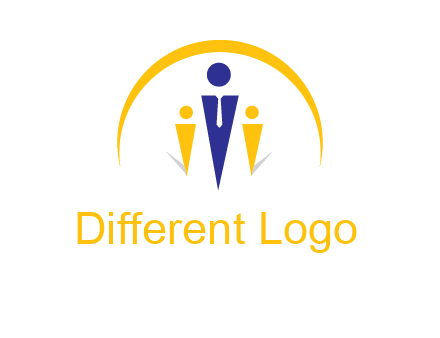 semi-circle over triangle swoosh people icon