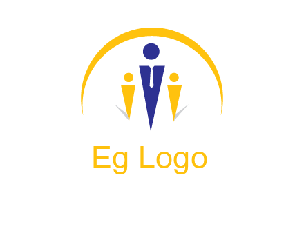 semi-circle over triangle swoosh people icon
