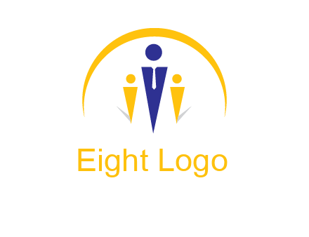 semi-circle over triangle swoosh people icon
