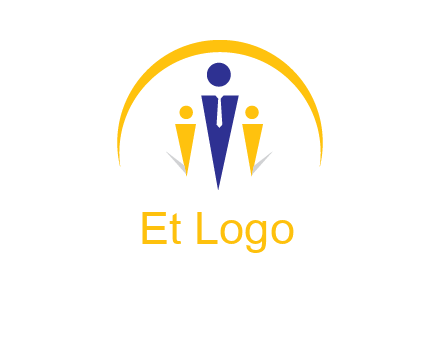 semi-circle over triangle swoosh people icon