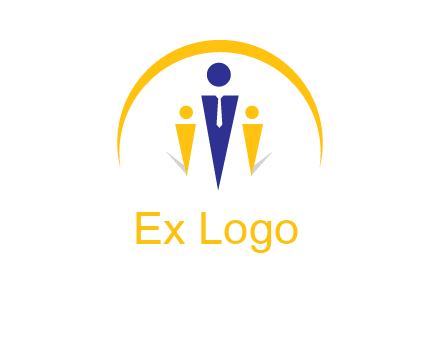 semi-circle over triangle swoosh people icon