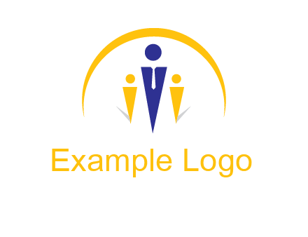 semi-circle over triangle swoosh people icon
