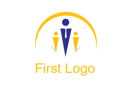 semi-circle over triangle swoosh people icon