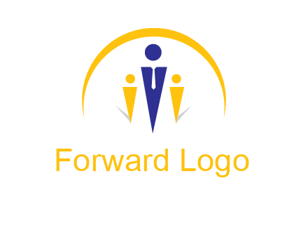 semi-circle over triangle swoosh people icon