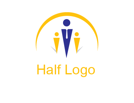 semi-circle over triangle swoosh people icon