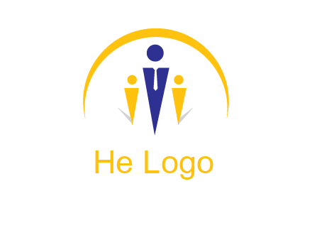 semi-circle over triangle swoosh people icon