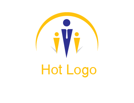 semi-circle over triangle swoosh people icon
