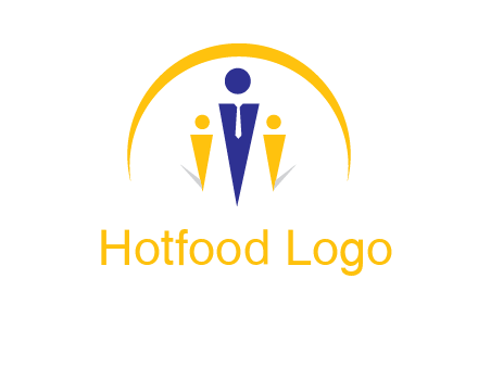 semi-circle over triangle swoosh people icon