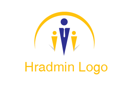 semi-circle over triangle swoosh people icon