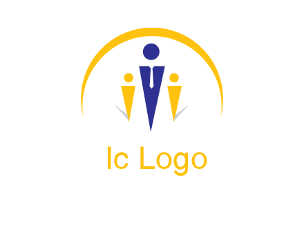 semi-circle over triangle swoosh people icon