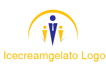 semi-circle over triangle swoosh people icon