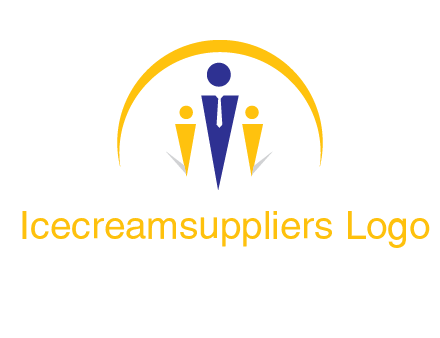 semi-circle over triangle swoosh people icon