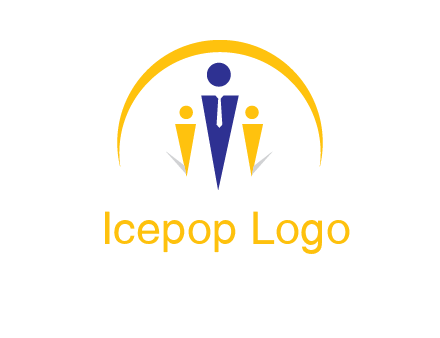 semi-circle over triangle swoosh people icon