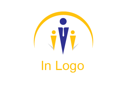 semi-circle over triangle swoosh people icon